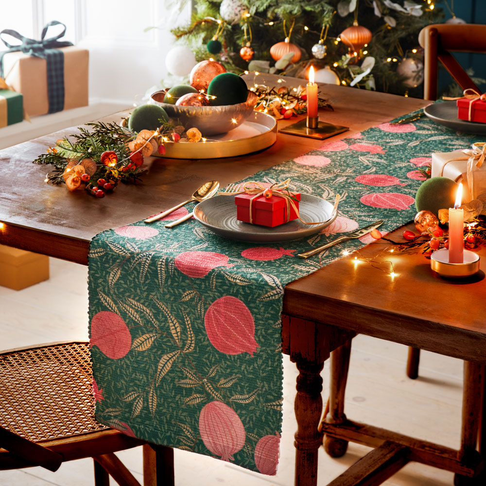 Paoletti Green Pomegranate Trending Table Runner 230 x 35cm Image 5