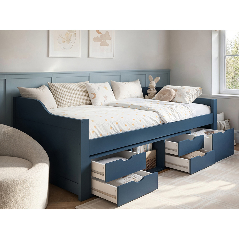 Flair Blair Single Blue Storage Low Sleeper Bed Image 5