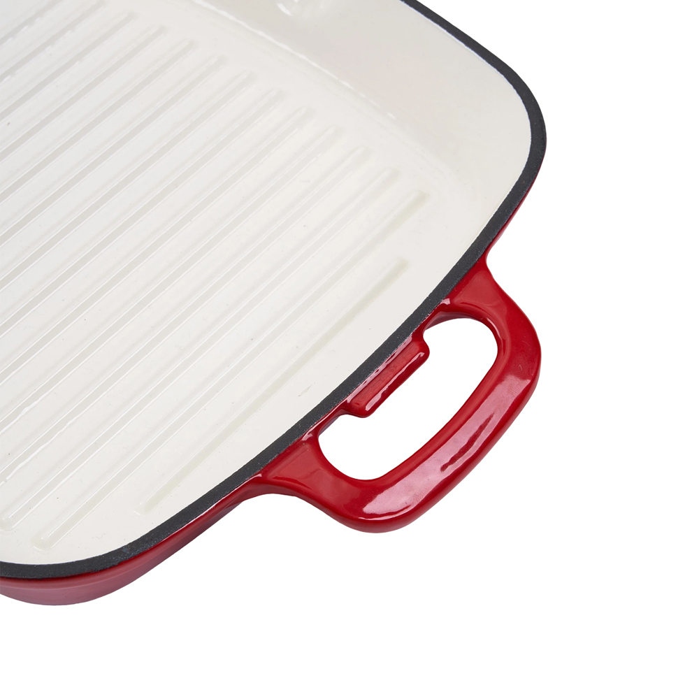 Living and Home 49 x 29cm Gradient Red Enamelled Cast Iron Square Grill Pan Image 5