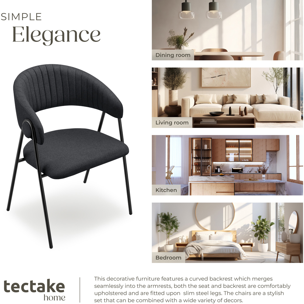 tectake Bedano Set of 6 Black Dining Chair Image 7
