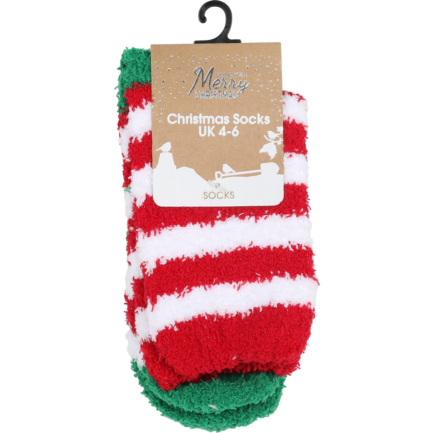Christmas Womens Fluffy Socks - Red, White and Green Image 4
