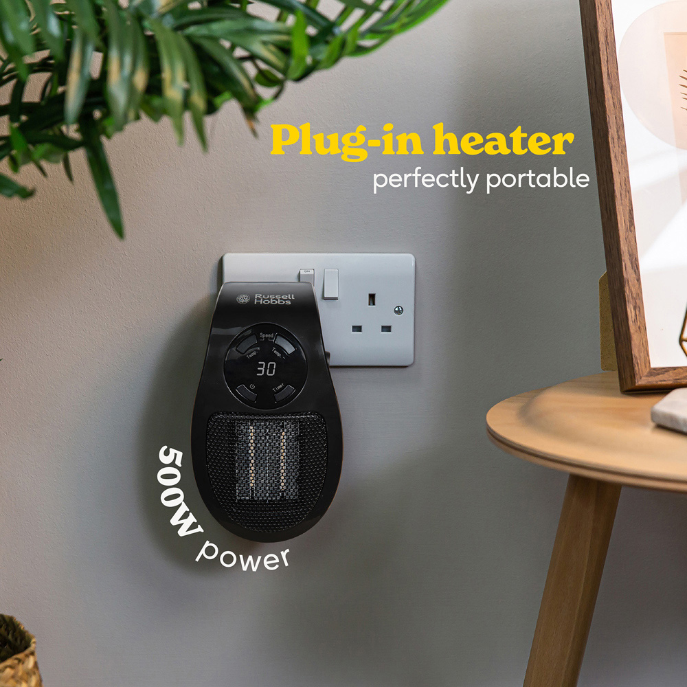 Russell Hobbs RHPH2001B Black Ceramic Plug Heater 500W Image 4