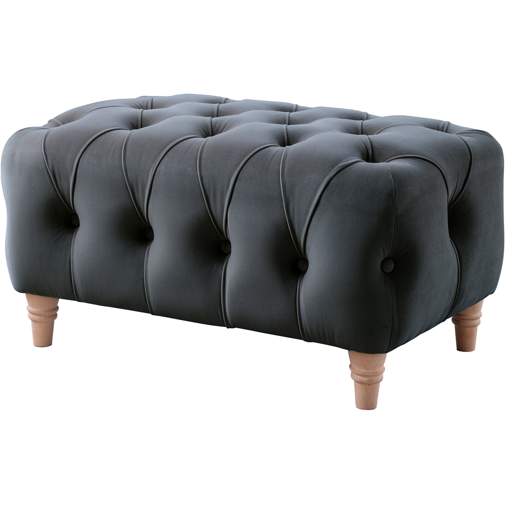 Midnight Blue Velvet Footstool Image 2