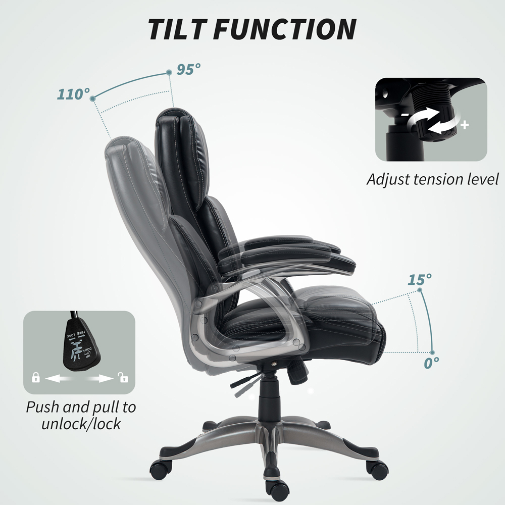 Portland Black PU Leather Tilting Executive Office Chair Image 8