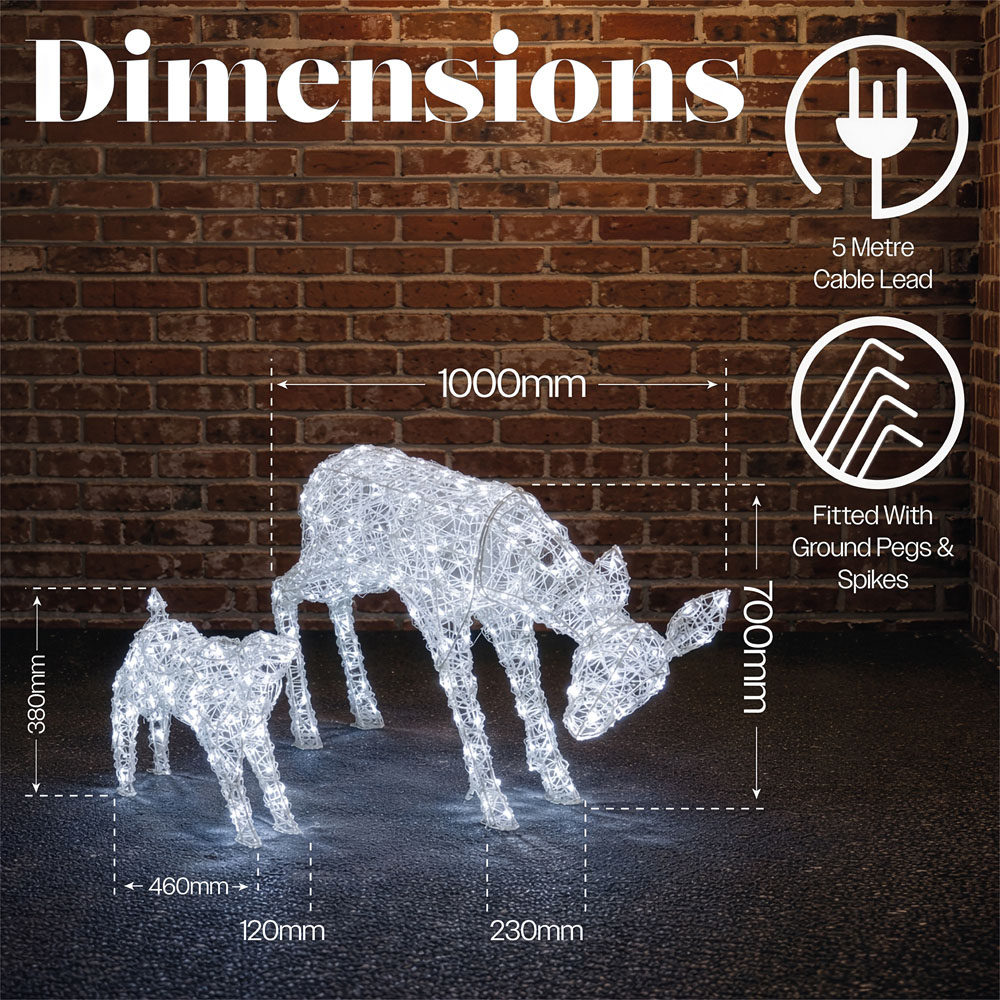 Xmas Haus 230 Bright LED Acrylic Mother and Baby Deer Christmas Decoration Image 8