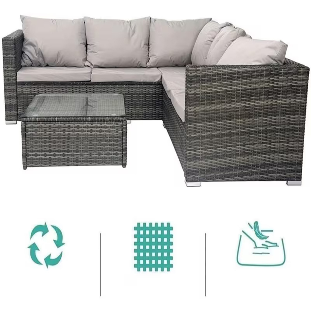 Alivio 5 Seater Grey Rattan Corner Sofa Set Image 6