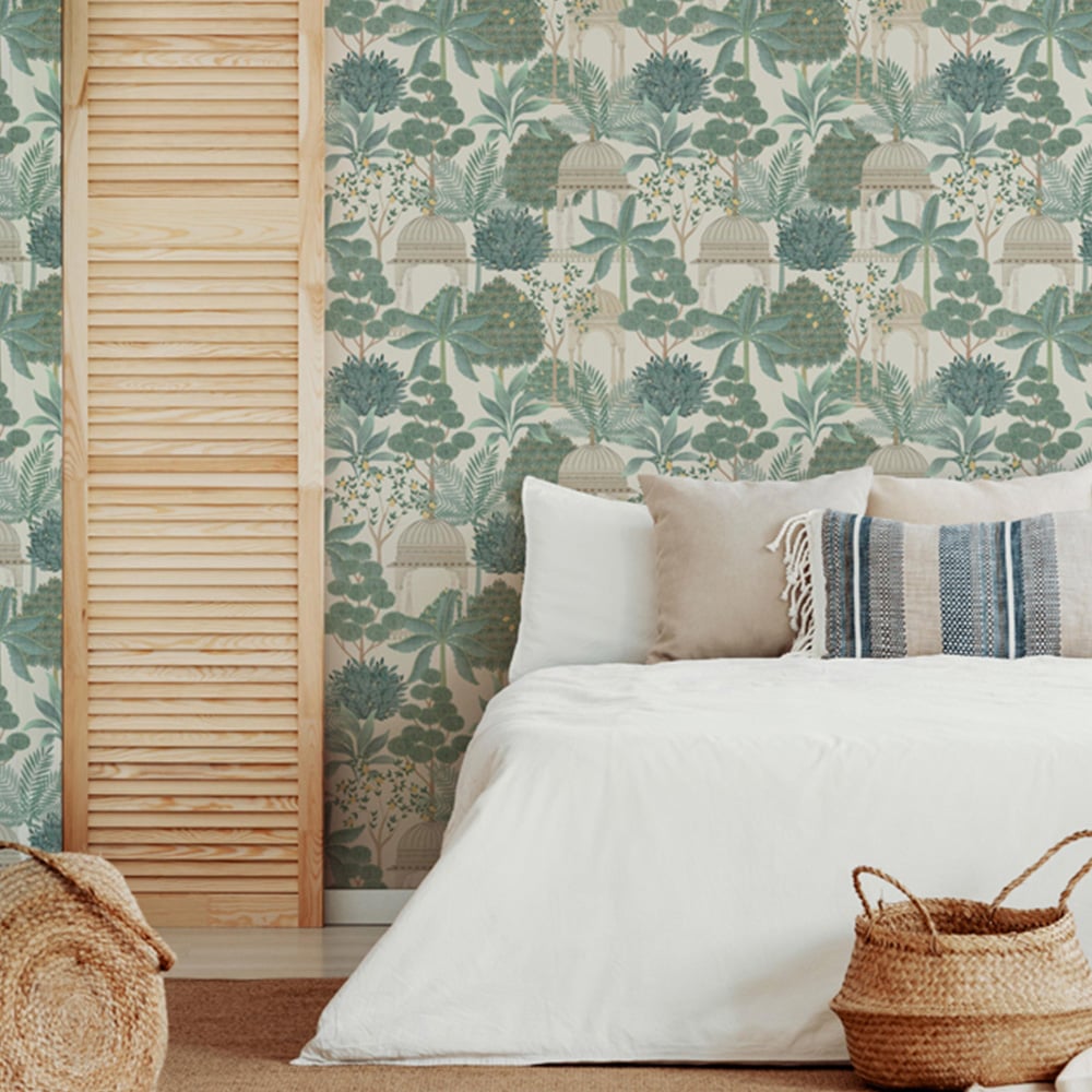 Esselle Home Exotic Pavilion Parchment and Green Wallpaper Image 7