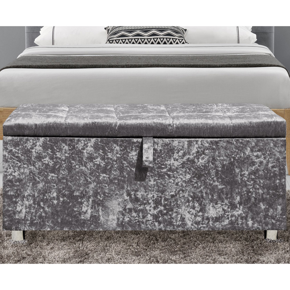 Brooklyn Double Silver Crushed Velvet 4 Drawer Bed Frame with Blanket Box Image 2