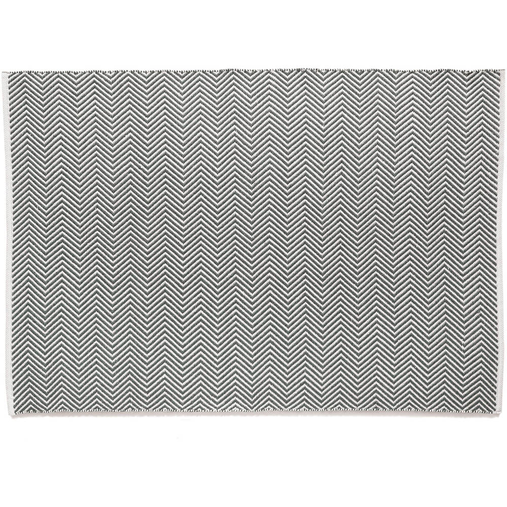 Hug Rug Warm Grey Woven Herringbone Rug 80 x 150cm Image 1