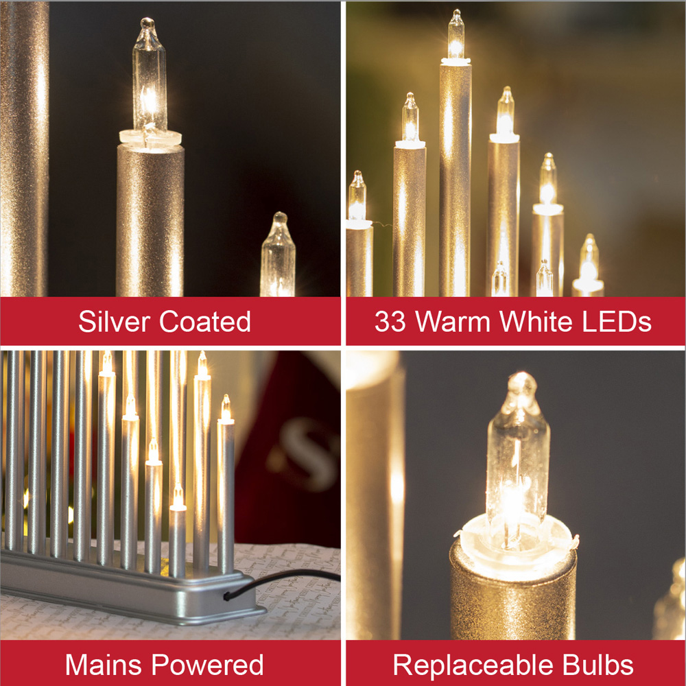 The Christmas Workshop Silver 33 White Fairy Light Candle Bridge Light Image 7