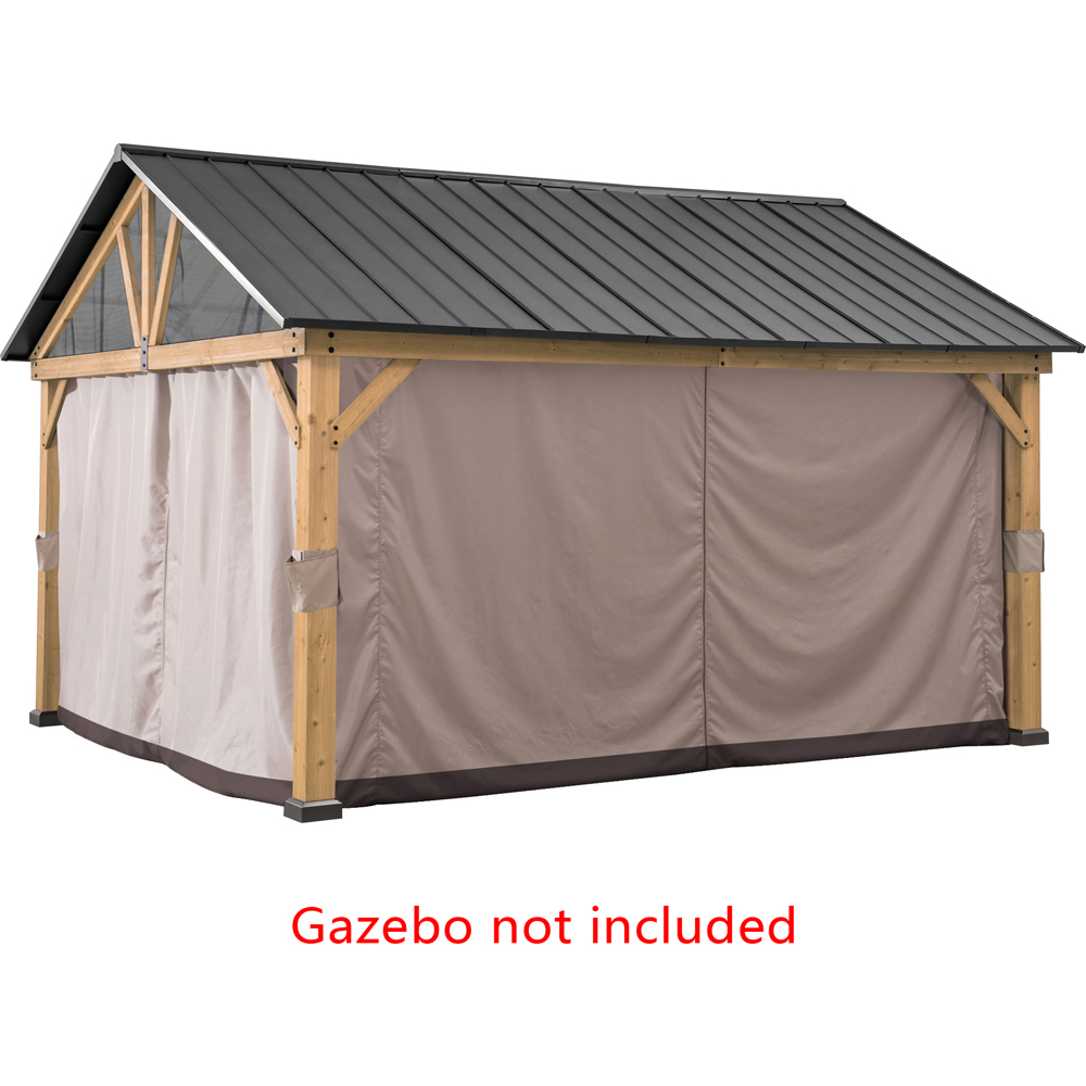 Sunjoy 4.6 x 4m Khaki Curtain for Cedar Gazebo(Gazebo Not Include) Image 3