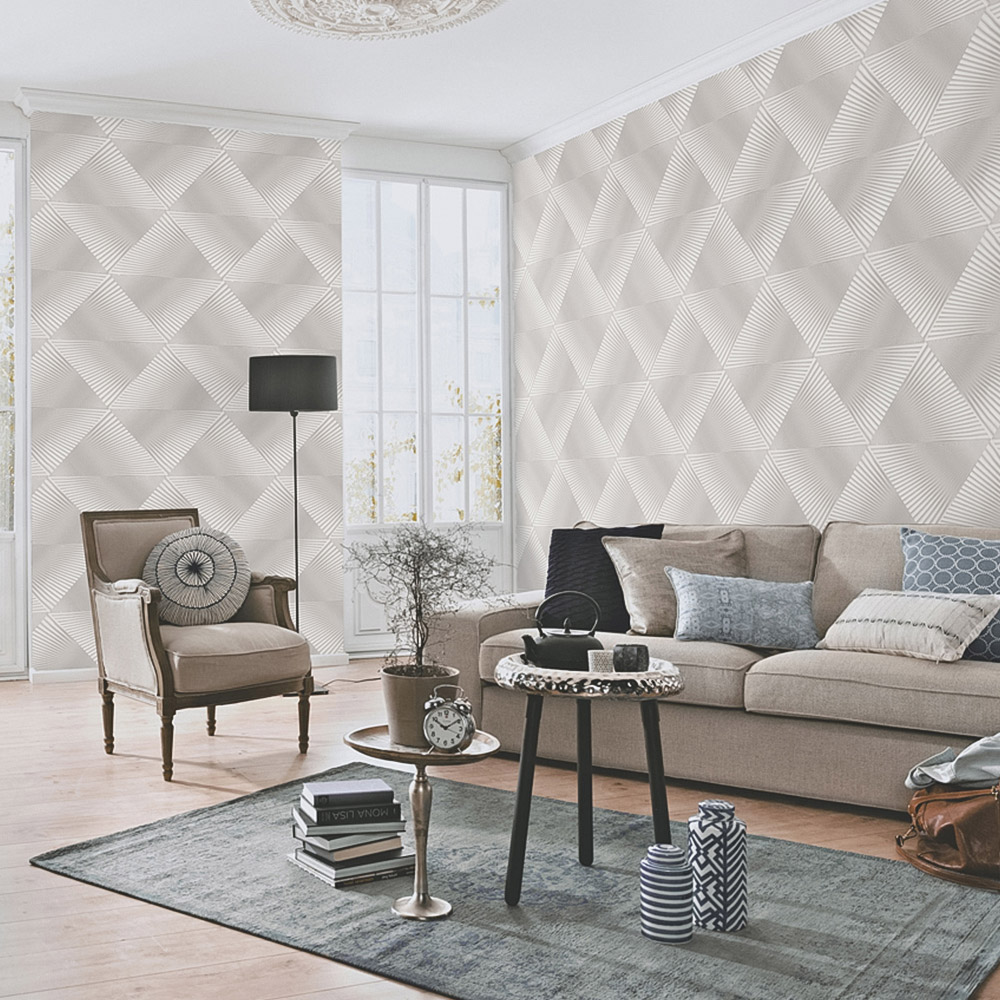 Erismann In Style Opulent 3D Effect Geometric Natural Satin Finish Vinyl Wallpaper Image 4