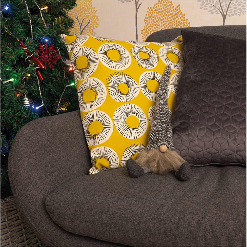 St Helens Fabric Grey Check Hat Santa-Gonk Decoration Image 4