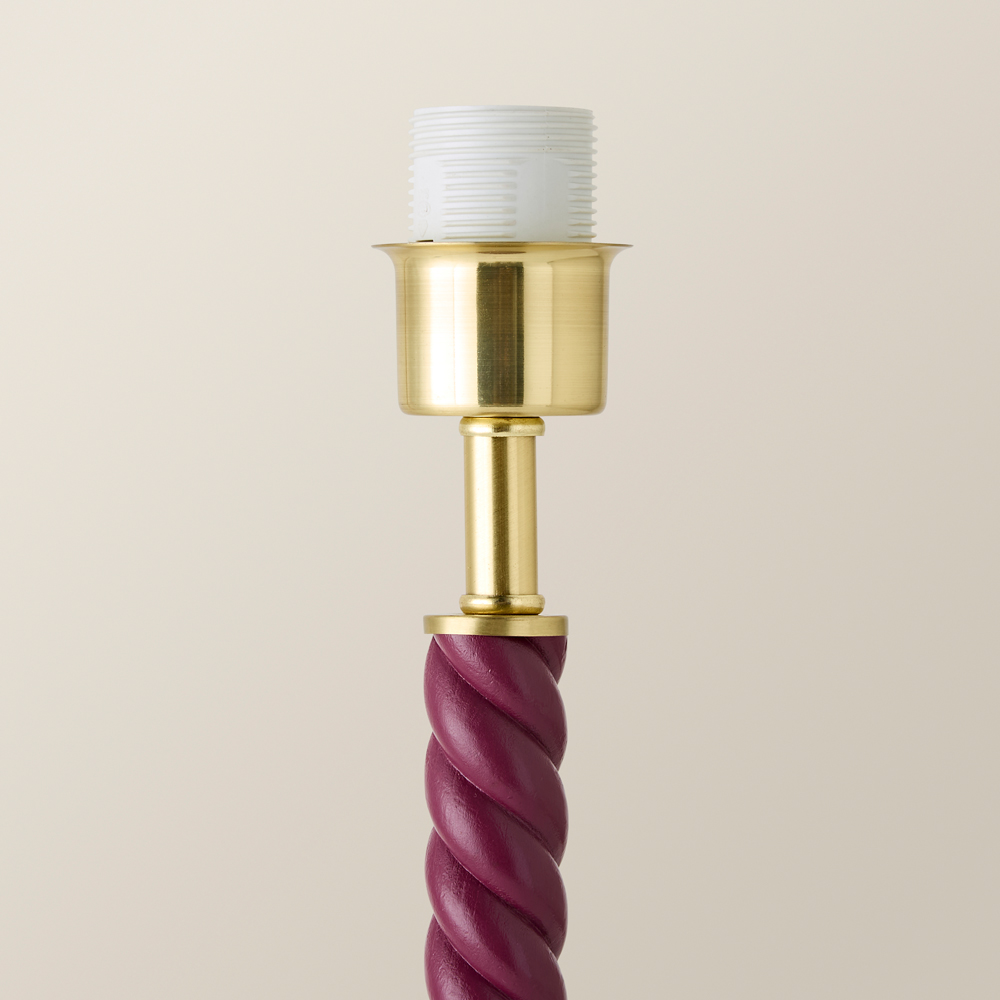 ValueLights Amara Raspberry Pink Twist Wooden Table Lamp Base Image 4