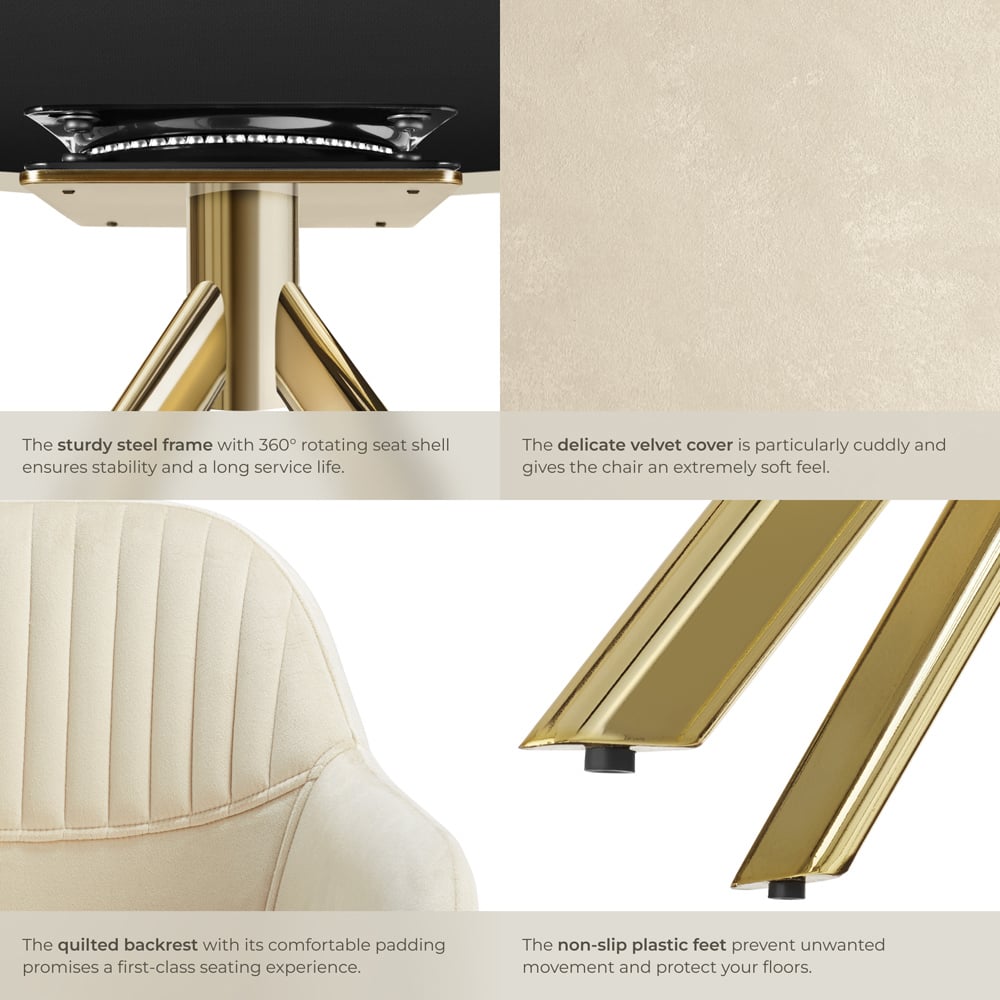 tectake Lona Set of 6 Cream and Gold Lounge Armchair Image 5