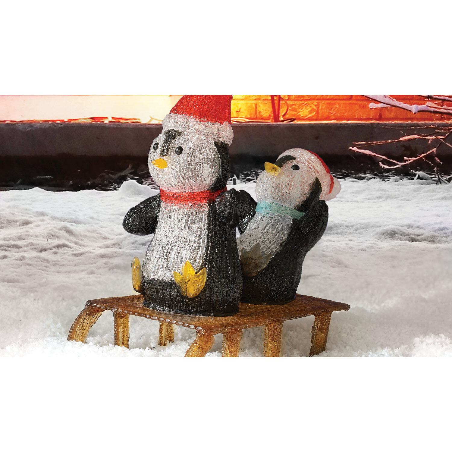 Acrylic Penguin Sledging Friends Decoration - Multicolour Image 2