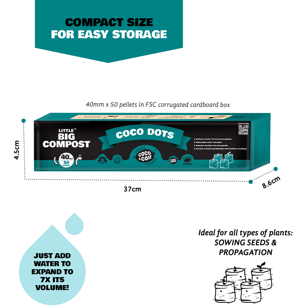 Coco & Coir Little Big Compost Coco Dots Coir Pellet 40mm Image 5