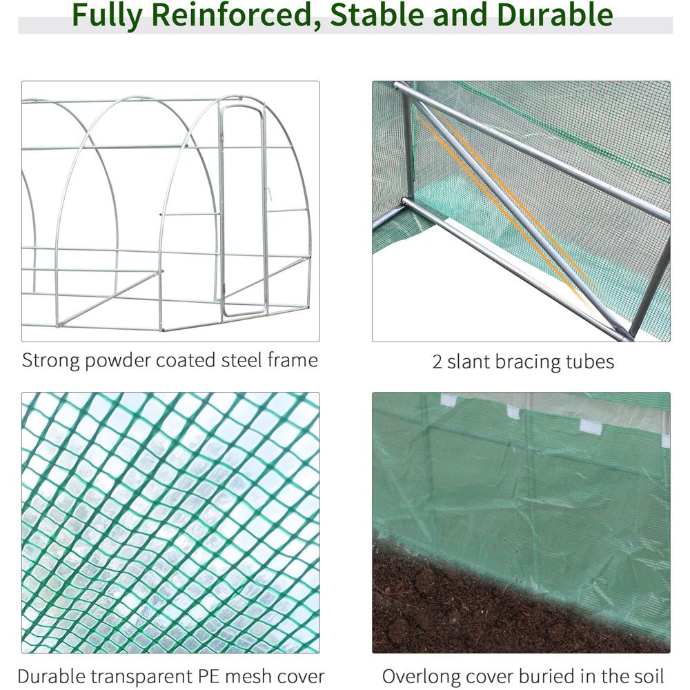 Outsunny Green Steel 10 x 20ft Walk In Polytunnel Greenhouse Image 4