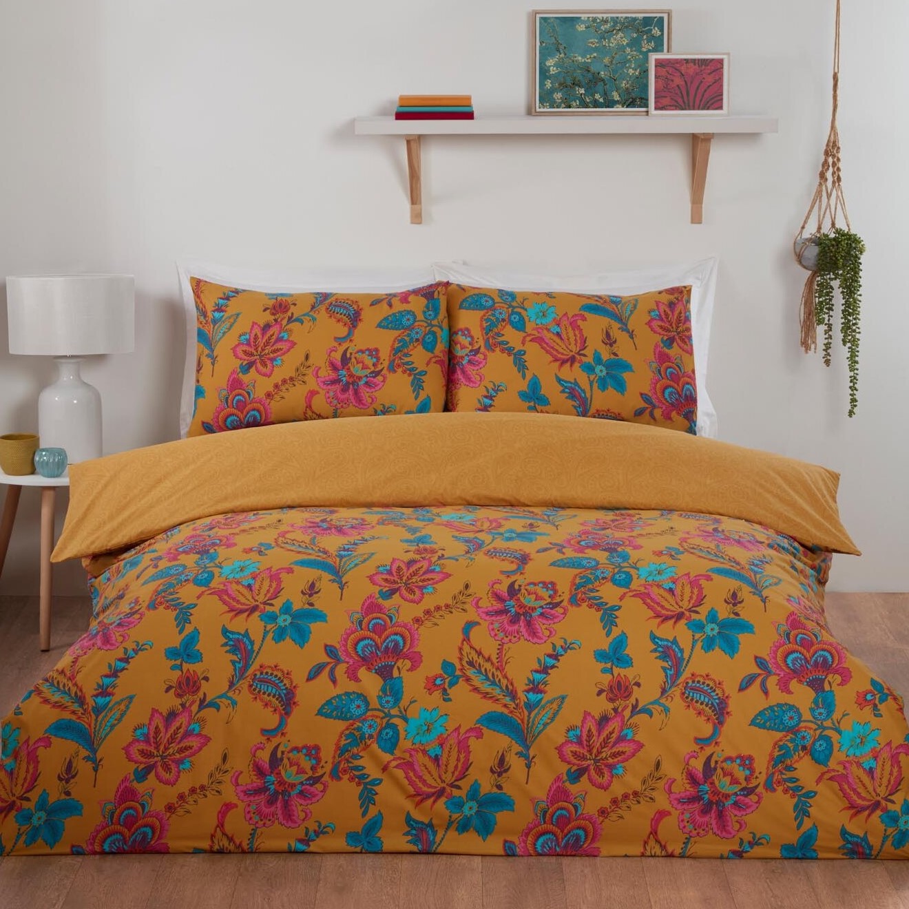 Divante Safia Duvet Cover and Pillowcase Set - Ochre / Superking Image 1