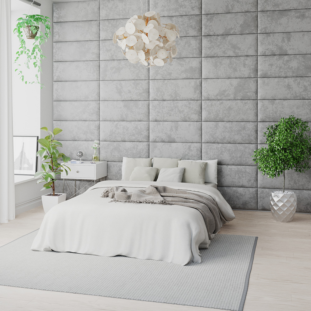 Aspire EasyMount Silver Mirazzi Velvet Upholstered Wall Mounted Headboard Panels 2 Pack Image 2