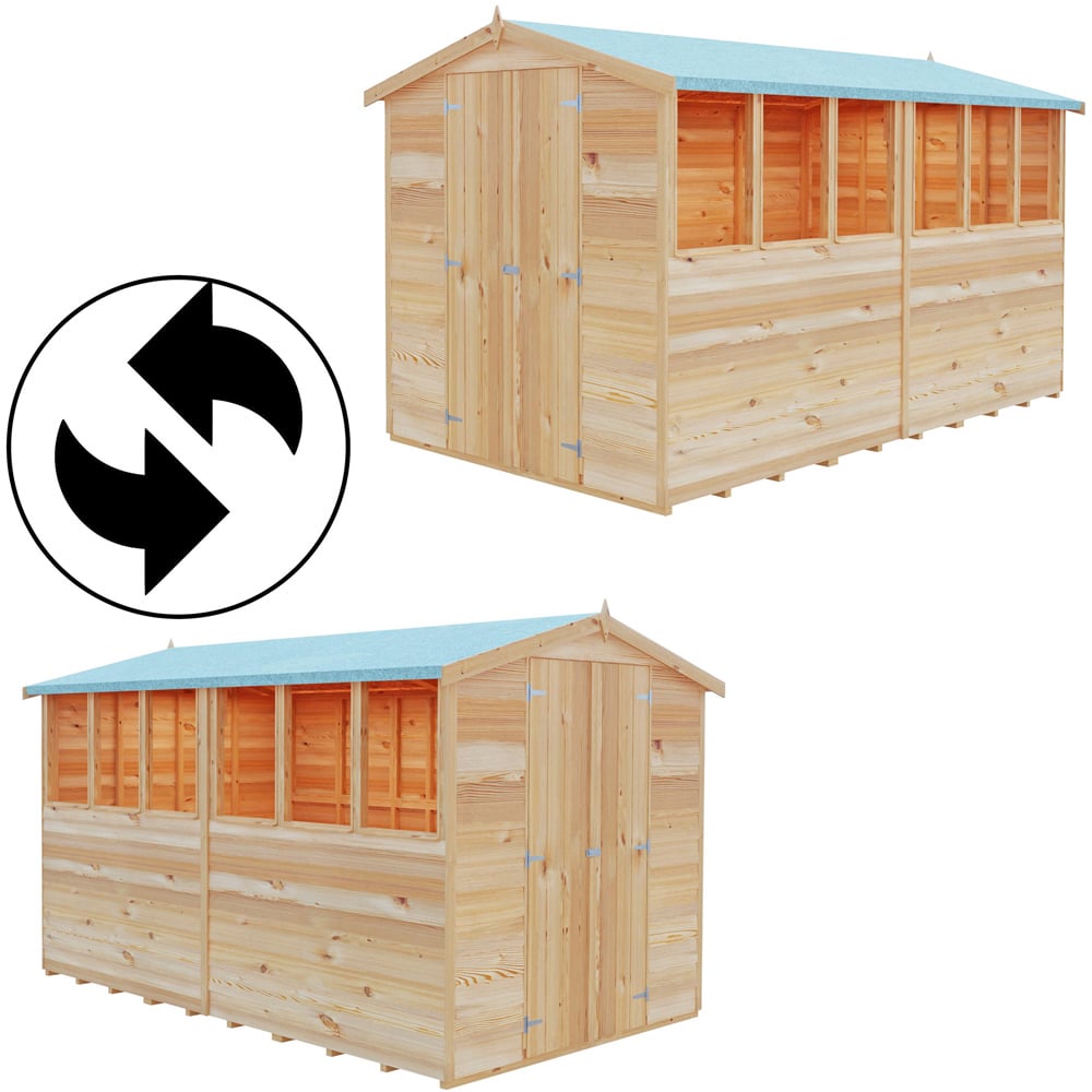 Shire 12 x 8ft Double Door Dip Treated Overlap Apex Shed Image 6