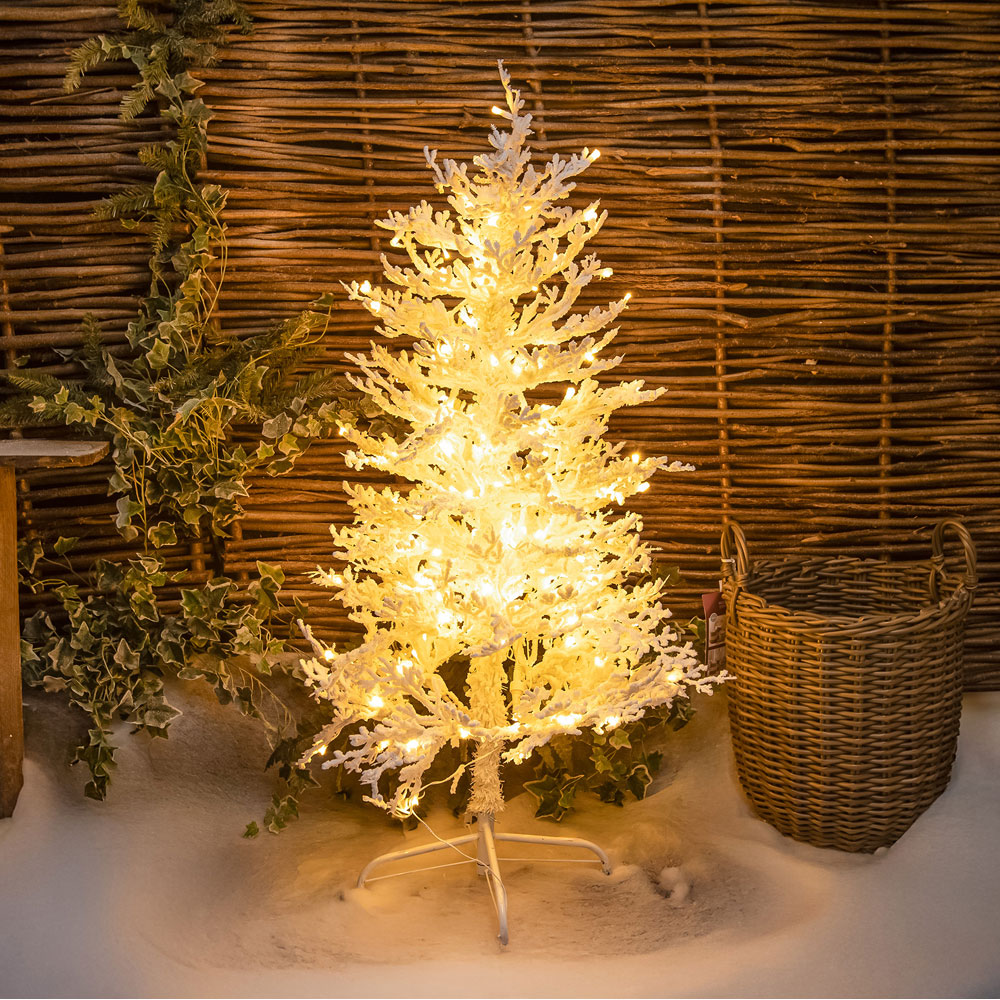 The Christmas Centre 150 Warm White LED Pre-Lit Snow Effect Light-Up Xmas Tree 4ft Image 6