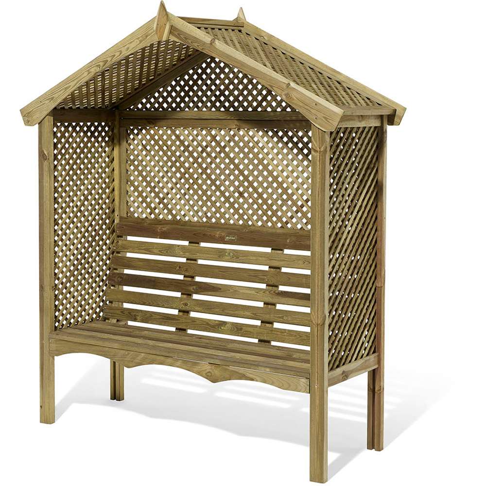 Rowlinson Marrakesh 3 Seater 7 x 6 x 2ft Natural Wooden Arbour Image 2