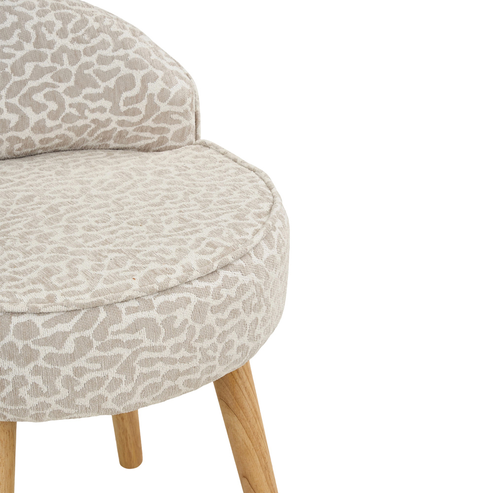 Living and Home Leopard Print Chenille Low Backrest Vanity Stool Image 6
