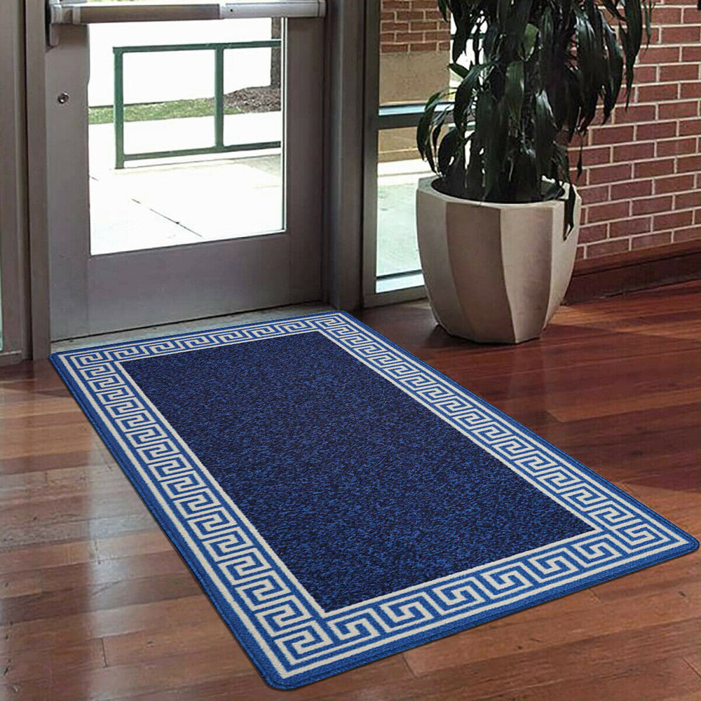 Smart Living Greekey Blue and Cream Gel Back Non-Slip Door Mat 67 x 220cm Image 4