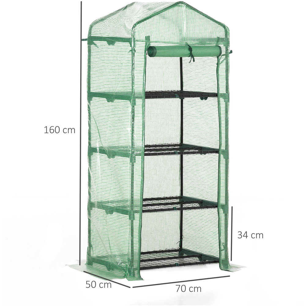 Outsunny Green 2.3 x 1.6ft 4-Tier Mini Greenhouse Image 8