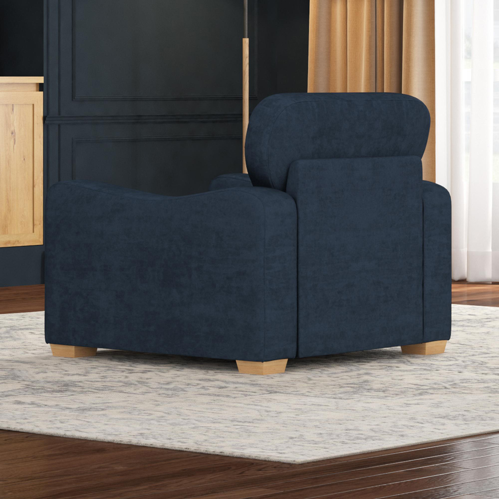 Theadford Royal Blue Plush Velvet Fixed Back Armchair Image 6