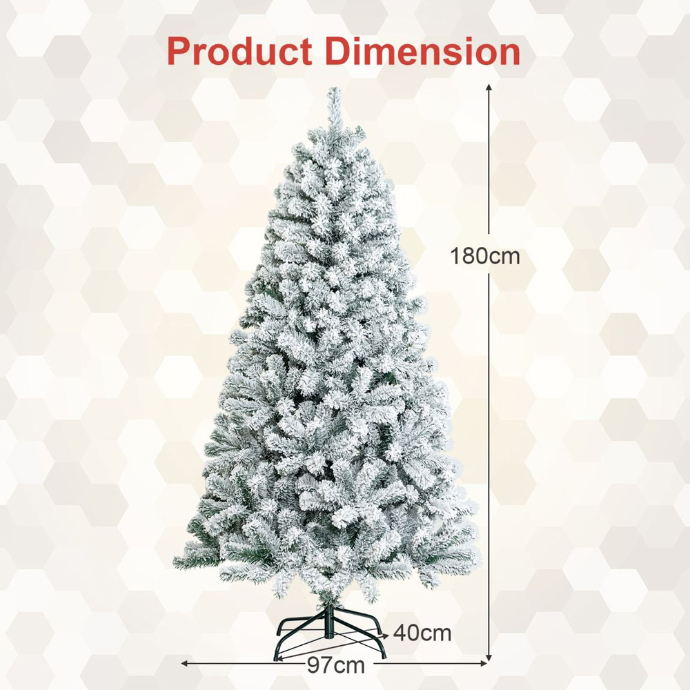 Costway Snow Flocked Artificial Christmas Tree 6ft Image 8