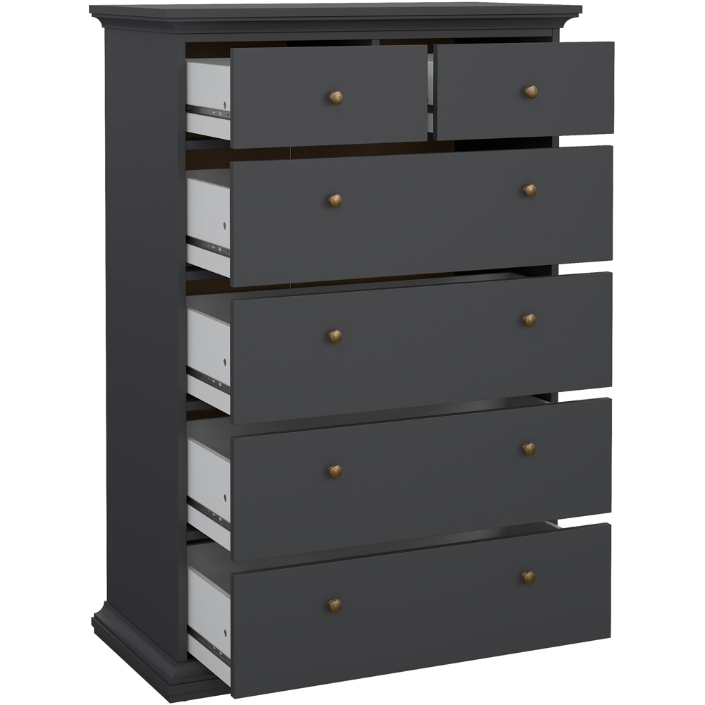 Florence Paris 6 Drawer Matt Grey Chest of Drawers Image 5