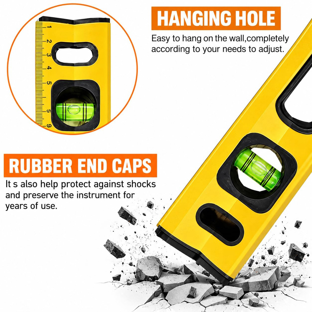 ATEK Professional 4-Piece Magnetic Spirit Level Set with 5m Measuring Tape Image 2