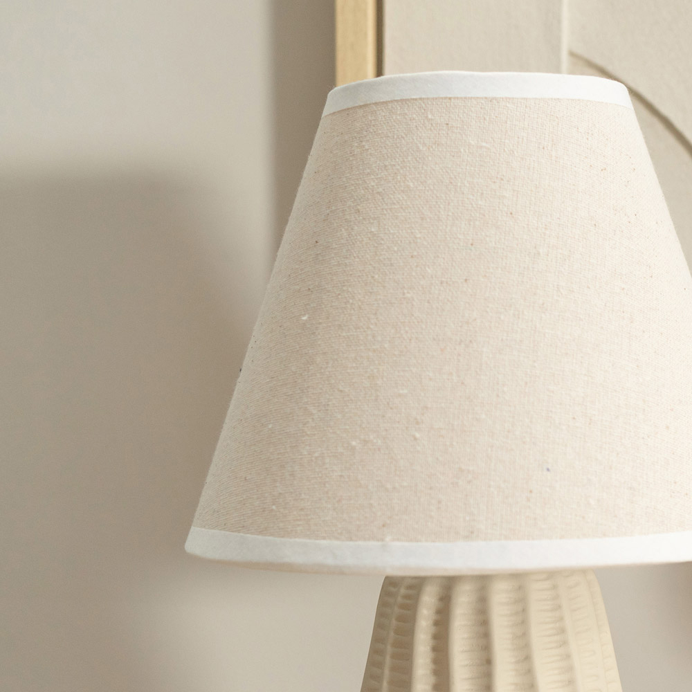 ValueLights Saskia Tapered Lamp Shade Natural Ceramic LED Table Lamp 2 Pack Image 4