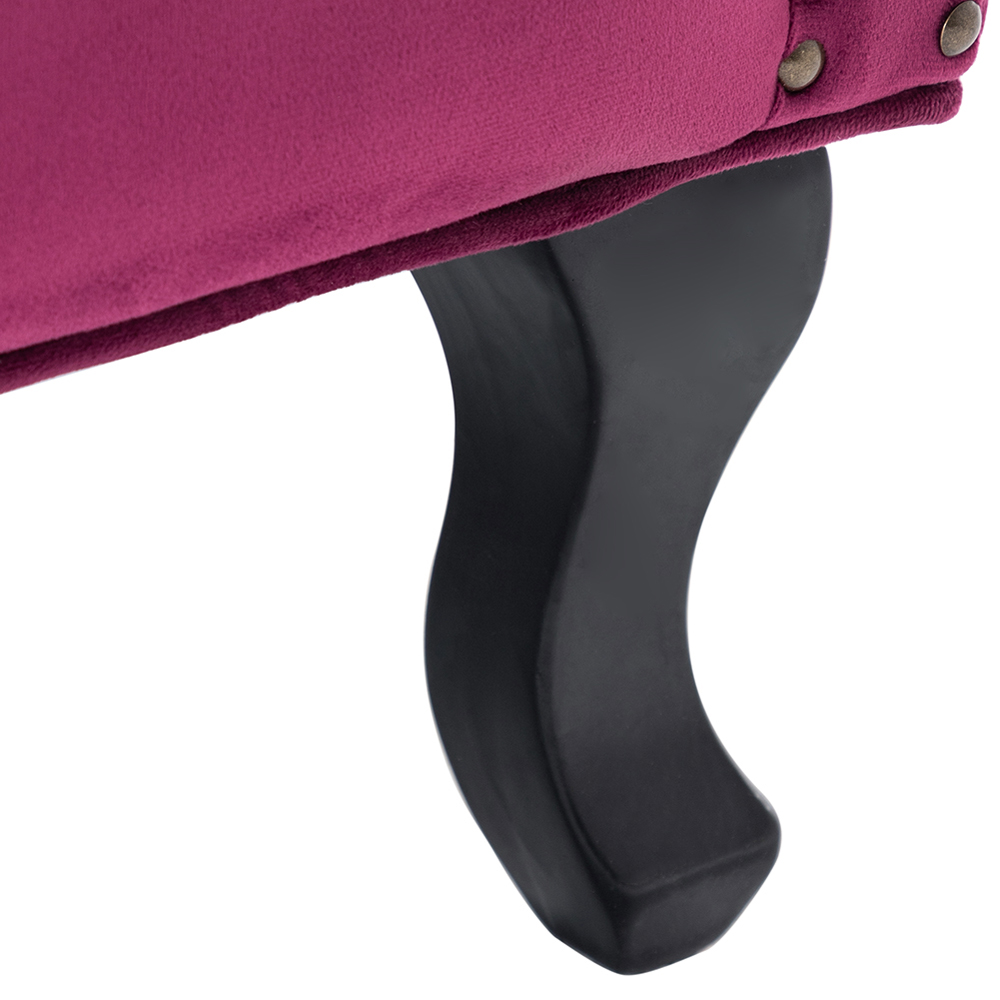 Living and Home Vintage Wine Red Velvet Wingback Armchair with Studs Image 3