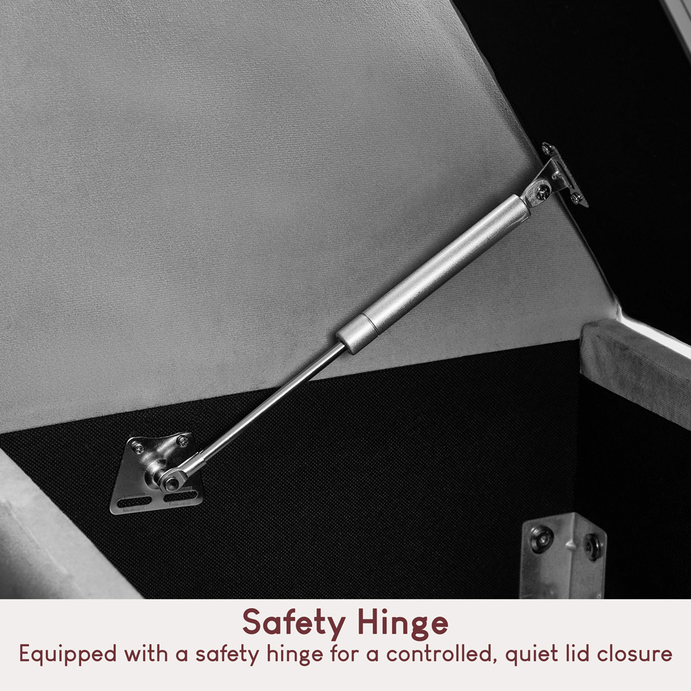 Vida Designs Seville Velvet Light Grey Storage Ottoman Image 4