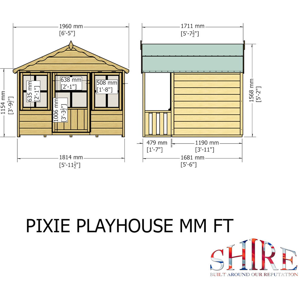 Shire 6 x 4ft Pixie Playhouse Shed Image 9