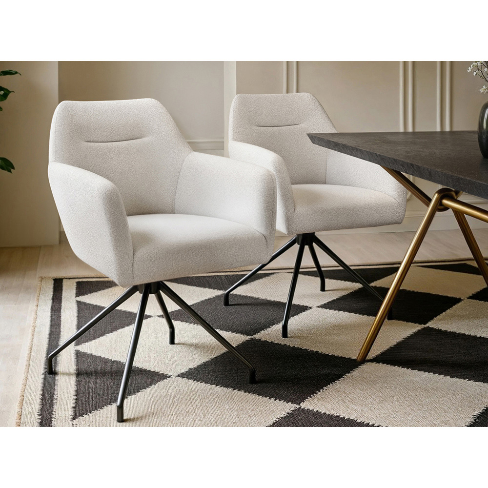 SOLACE+CO Isla Set of 2 Cream Swivel Dining Chair Image 4