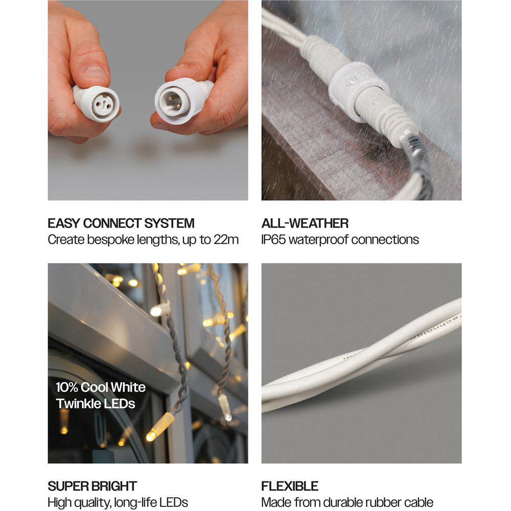 Eagle Connect 240 Warm White LED White Icicle Light 9m Image 6