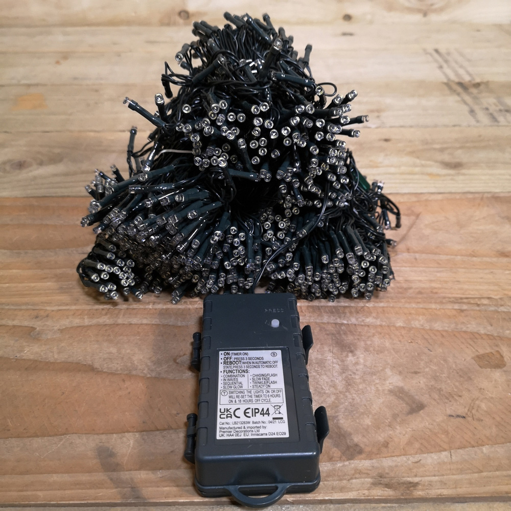 Premier TimeLights 1000 Vintage Gold LED Multi-Function Green Cable String Light 100m Image 5