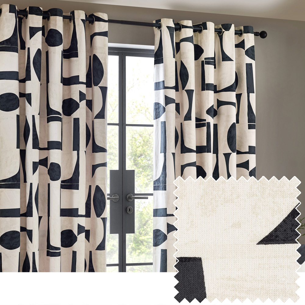 Hoem Carro Dusk Abstract Eyelet Curtains 168 x 183cm Image 2