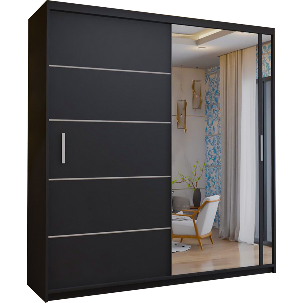 M N Furniture Venece 2 Door Black Mirrored Sliding Wardrobe 120cm Image 2