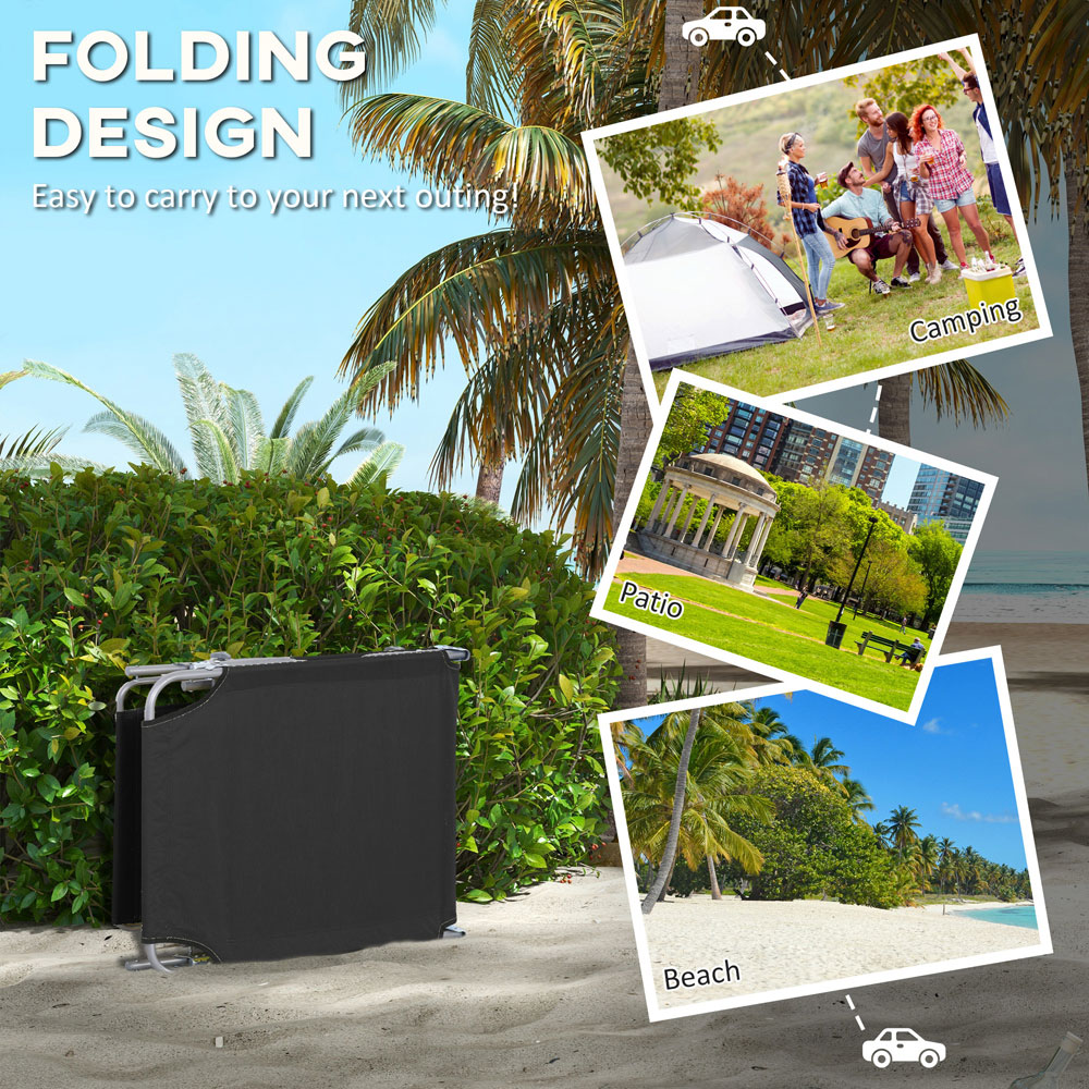 Outsunny Set of 2 Black 4 Level Adjustable Folding Sun Lounger with Sunshade Image 5