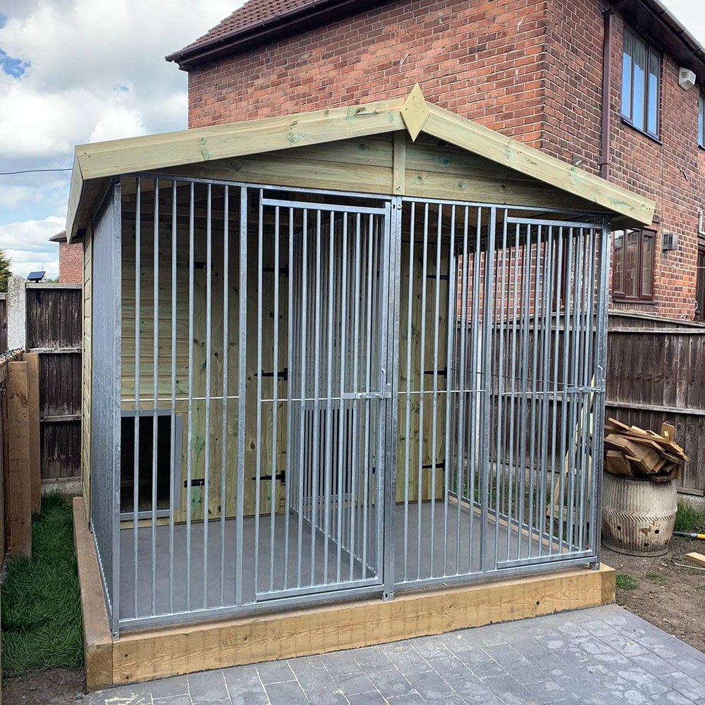 Benchmark Dog Kennel with Apex Roof - Duo 8 x 8ft Premium Wood Range Image 2