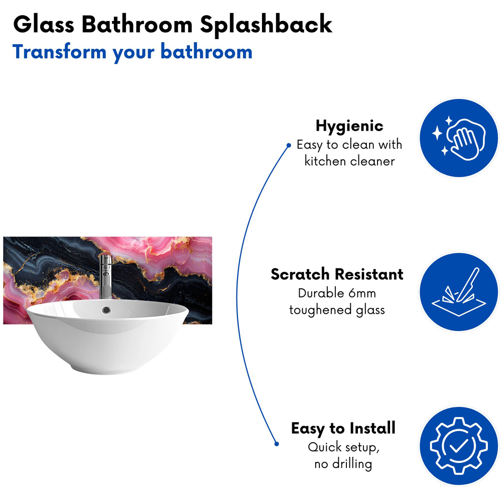 Warren Reed Designer Pink and Black Marble Effect Bathroom Splashback 25 x 60cm Image 4