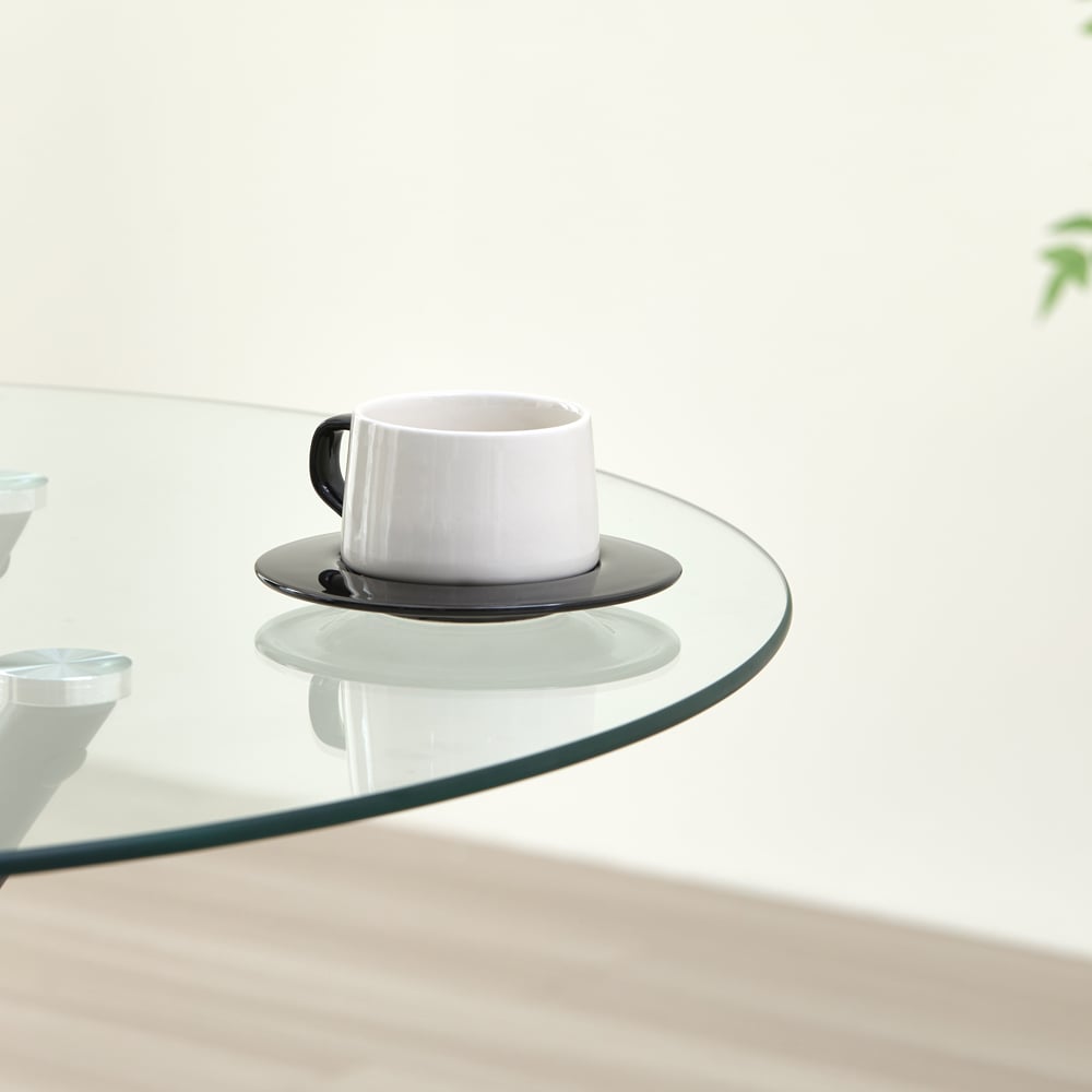 Indoor Living New York 4 Seater Black Circle Glass Dining Table Image 3