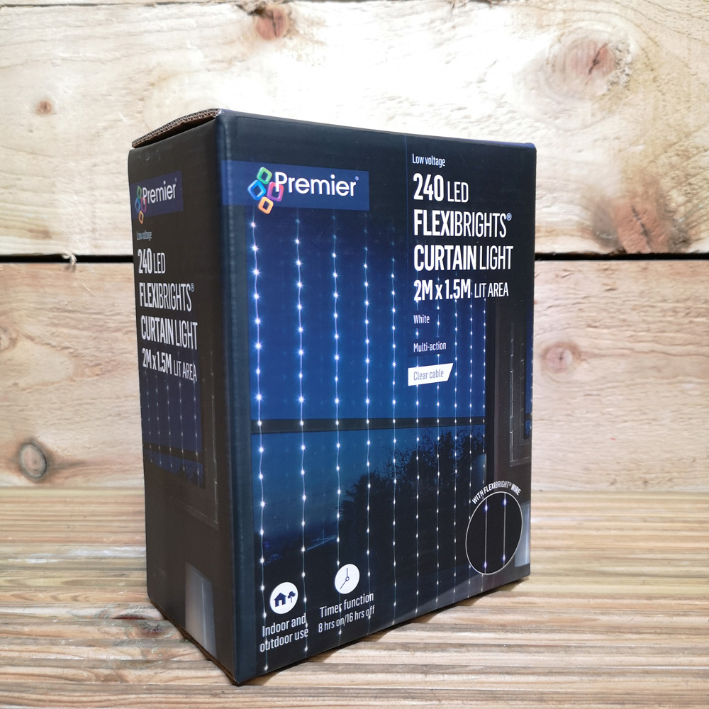 Premier FlexiBrights 240 Cool White LED Christmas Curtain Light 2 x 1.5m Image 5