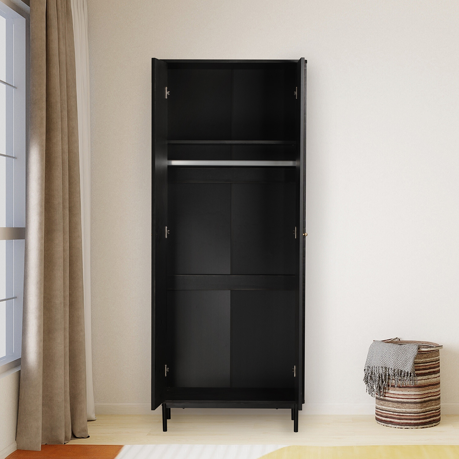 Emilia 2 Door Black Wardrobe Image 2