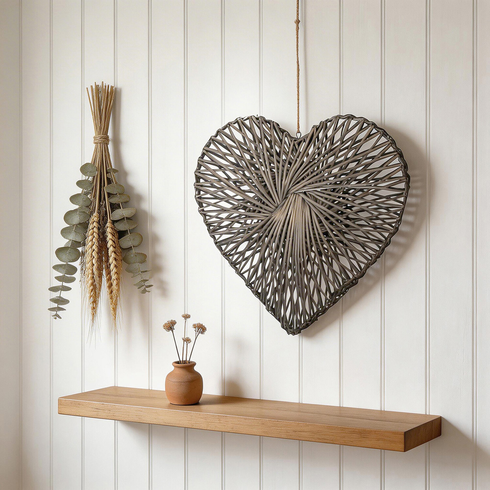 Wicker Heart Hanging Wall Art Grey Image 2